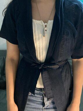 Y2K Abercrombie & Fitch Tie Short Sleeve Hoodie Cardigan